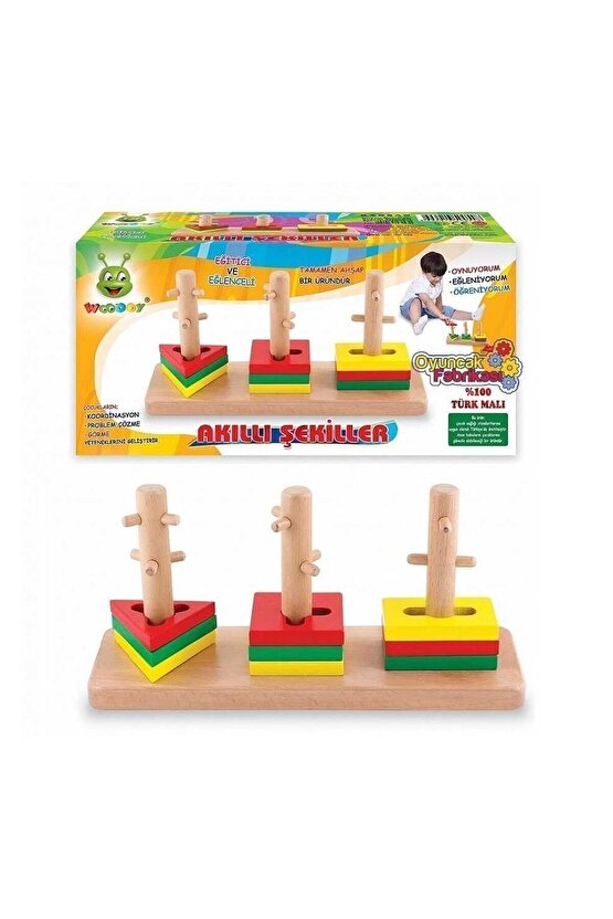 Ahşap Akıllı Geometrik Şekiller Koordinasyon Ve Problem Çözme.