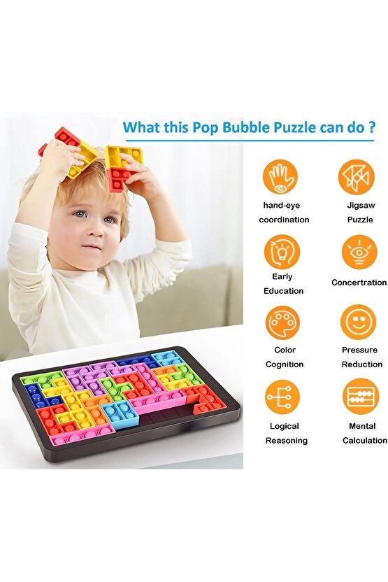 Tetris Popit - Puzzle Popit - Slicon Puzzle Building BlocksPopit - Popit Oyuncak - Stres Oyuncak - S