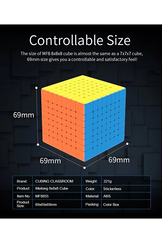 Orijinal MoYu Meilong 8x8 Küp - Moyu Speed Cube - Moyu 8x8 Zeka Küpü - Zeka Küpü - Rubik Küp