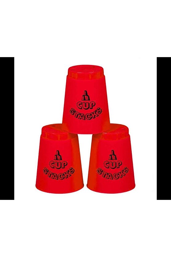 Orijinal Cup Stacks Bardak Oyunu - Speed Cup - Hızlı Bardaklar Oyunu - Hızlı Bardak Oyunu - Kırmızı