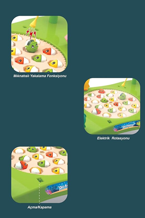 Hayvanat Bahçesi Mıknatıslı Balık Oyunu - Pilli Müzikli Balık Tutma Oyunu - Şarkılı Manyetik Eğitici