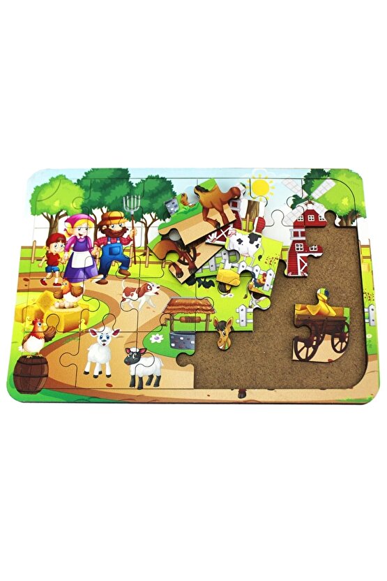 Ahşap Çiftlik Puzzle - Bebekleri İçin Puzzle - Ahşap Yapboz Oyuncak - Oyuncak Yap-boz - 24 Parça Puz
