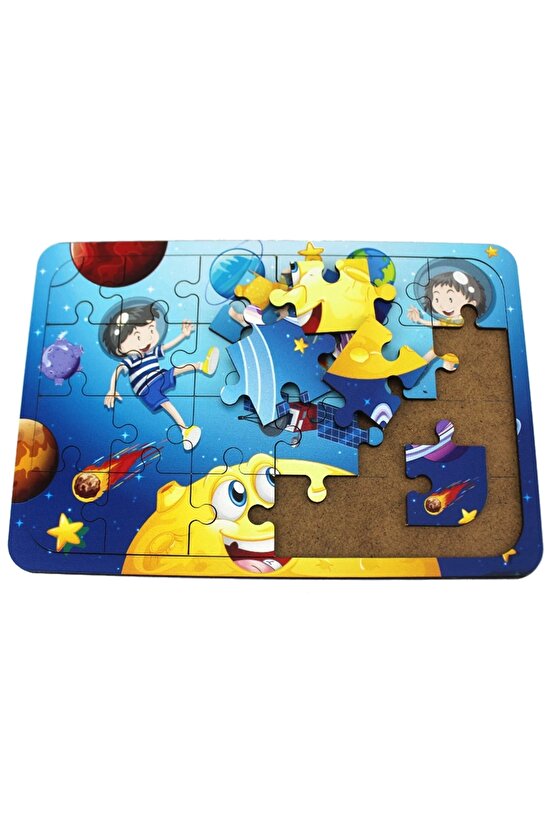 Ahşap Uzay Puzzle - Bebekleri İçin Puzzle - Ahşap Yapboz Oyuncak - Oyuncak Yap-boz - 24 Parça Puzzle