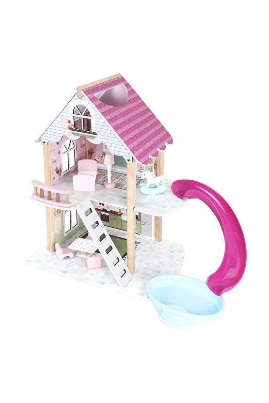 Muhteşem Ahşap Kaydıraklı Oyun Evi - Ahşap Tatil Evi - Havuzlu Oyun Evi - Ahşap Ev - Ahşap Oyun Evi