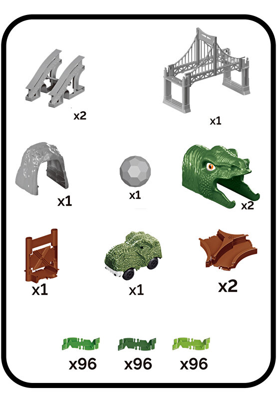 Dinosaur Tracks 288 Parça Dinozor Temalı Hareketli Raylar Full Set Dinozor Arabalı