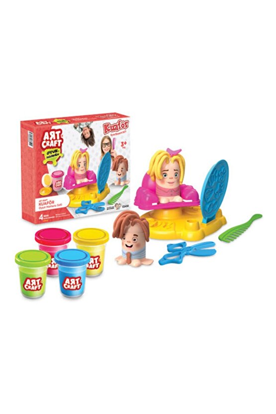 Kuaför Oyun Hamur Seti - 224gr - 4 Renk Oyun Hamuru - Birçok Aparat - Laboratuvar Onaylı