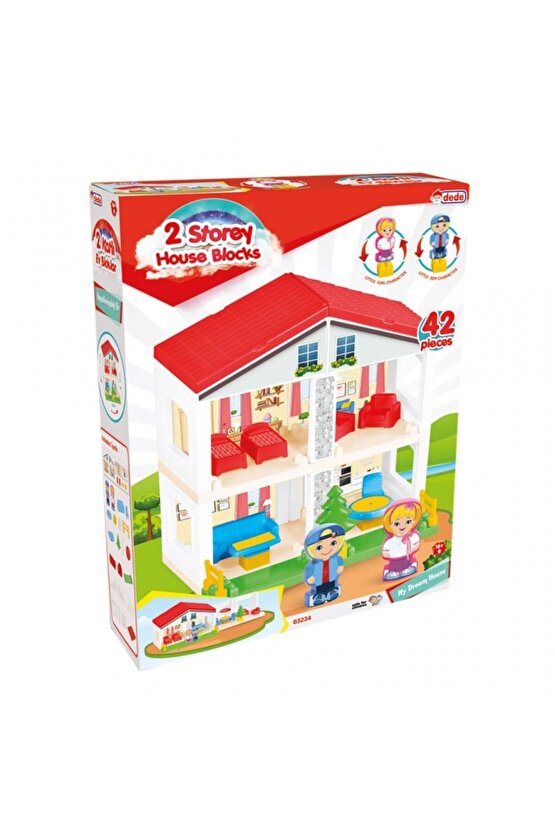 MOONLIGHT TR Oyuncak Eğitici 2 Katlı Ev Bloklar 42 Parça