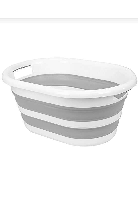 Plastik 40 Lt Büyük Boy Katlanabilir Çamaşır Sepeti 60 X 40 40 L Gri