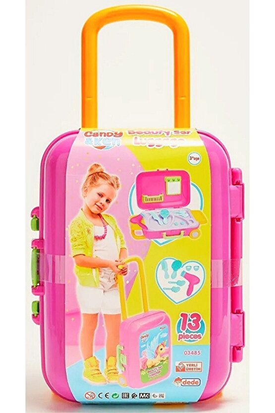 Kız Çocuk Valizli Bavullu Güzellik Seti Bavul Valiz Oyuncak Bavulum Valizim Set Dede 13