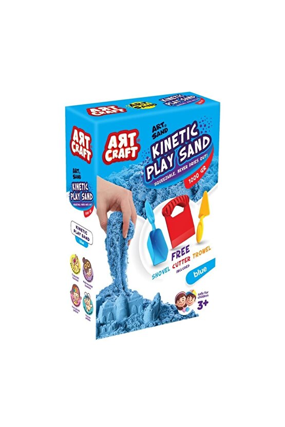 Aksesuarlı Mavi Kinetik Oyun Kumu (1000 Gr.) - Art Craft Kinetik Kum Seti - Art Sand Kumu