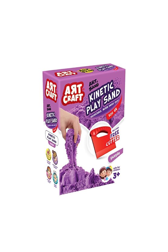 Aksesuarlı Mor Kinetik Oyun Kumu (500 Gr.) - Art Craft Kinetik Kum Seti - Oyun Kumu - Art Sand Kumu