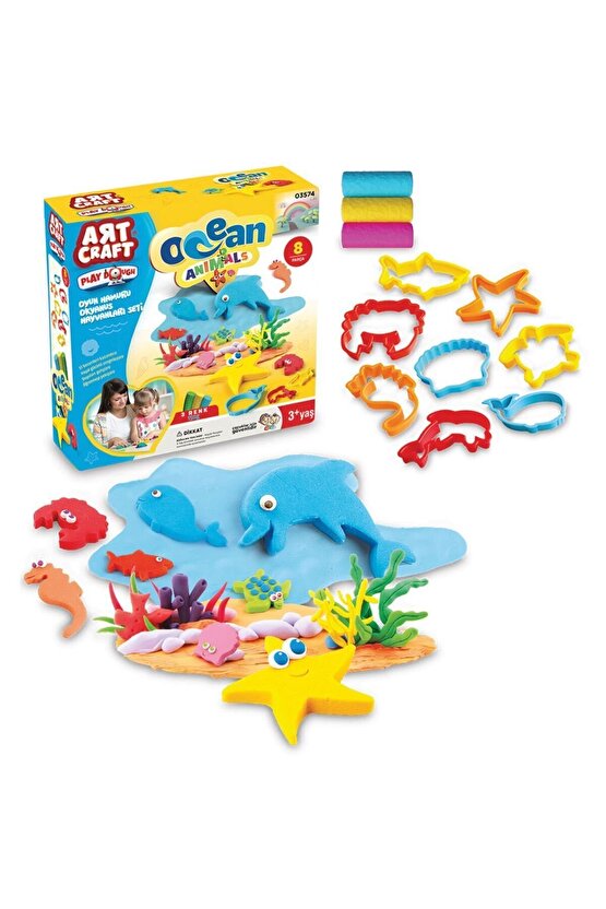 Okyanus Hayvanları Oyun Hamuru Seti (150 Gr.) - Oyun Hamuru Seti - Hamur Setleri - Hamur Kalıpları