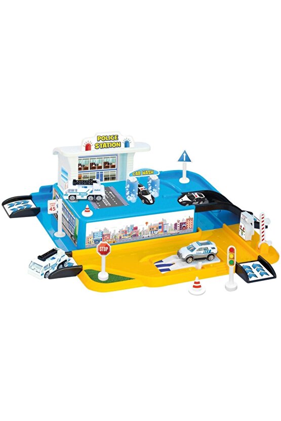 Polis Istasyonu Garaj Seti - Otopark Seti - Araba Seti - Hotwheels Seti - Istasyon