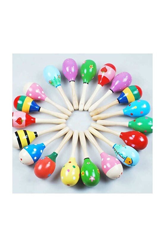 Marakas Renkli Ahşap Marakas Büyük 20 Cm