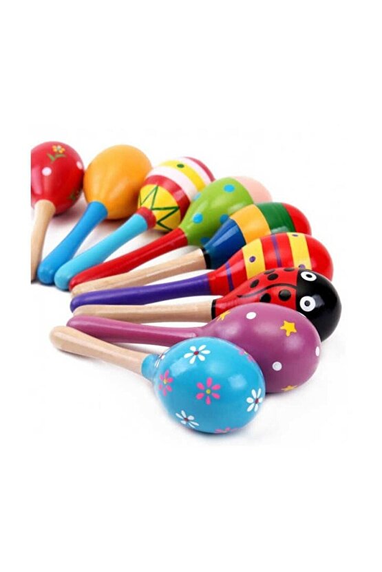 Marakas Renkli Ahşap Marakas Büyük 20 Cm
