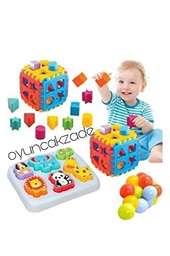 Sevmli Hayvanlar Bultak Bul Tak Küp 10 Adet Top 3lü Eğitici Set1