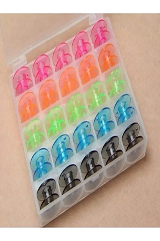 KOPYA - Zetina Bindallı Janome Ev Tipi Dikiş Makine Rengarenk Masurası 1 Kutu 25 Adet