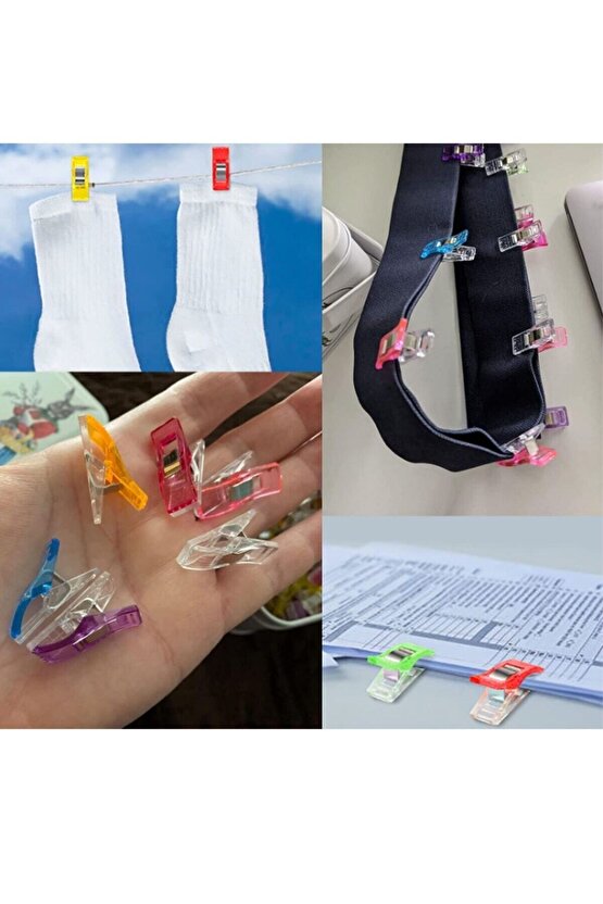 Dikiş Nakış Kumaş Kağıt Maşası Plastik Klips Tutucu Mandal 10 Küçük 5 Büyük