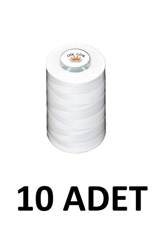 KOZALI MARKA 10 Adet 120 Numara Beyaz Polyester Dikiş İpliği 5000 Metre
