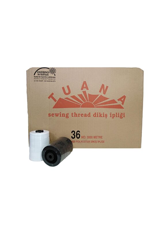 KOZALI MARKA 10 Adet 120 Numara Beyaz Polyester Dikiş İpliği 5000 Metre