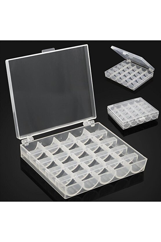 Ev Tipi Aile Dikiş Makinesi 25 li Şeffaf Masura Saklama Kutusu