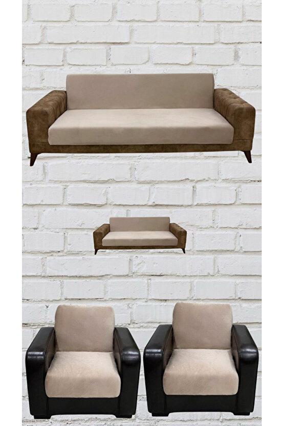 3+2+1+1 İtalyan Süet Kolsuz Koltuk Örtüsü ( RENK)