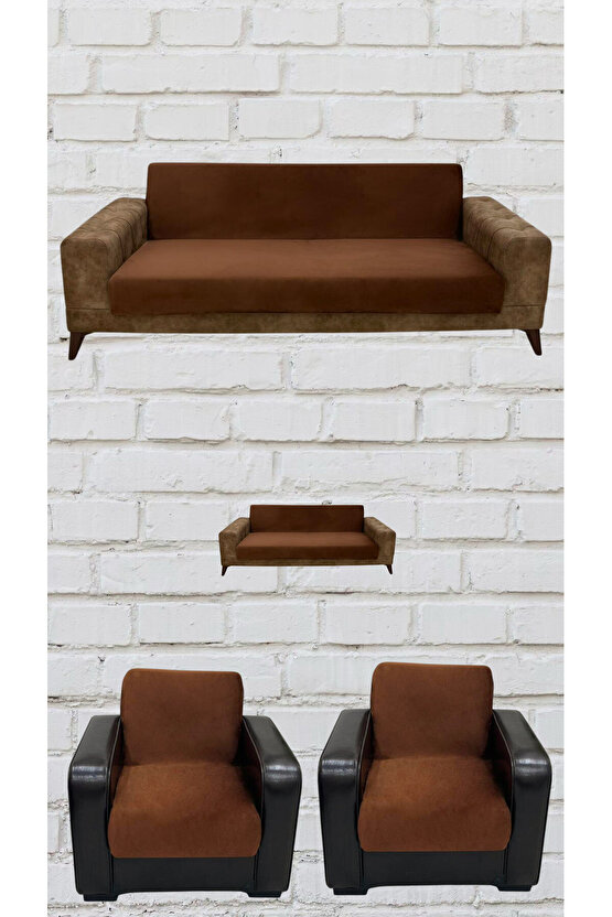 3+2+1+1 İtalyan Süet Kolsuz Koltuk Örtüsü ( RENK)