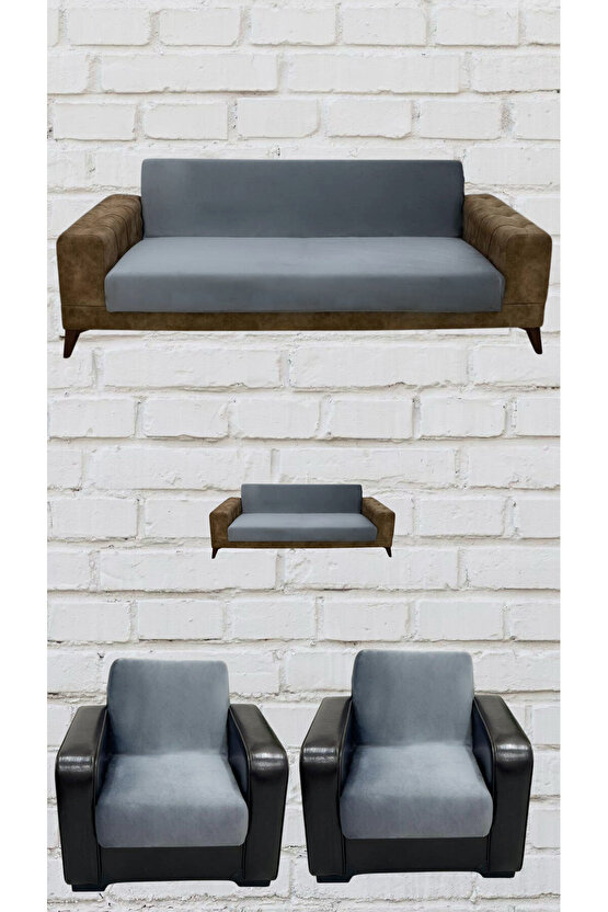 3+2+1+1 İtalyan Süet Kolsuz Koltuk Örtüsü ( RENK)