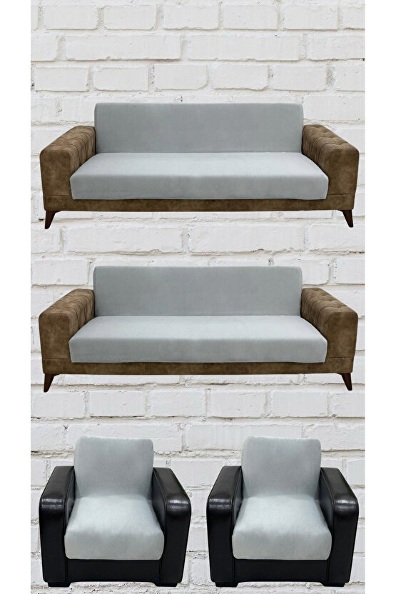 3+3+1+1 İtalyan Süet Kolsuz Koltuk Örtüsü ( AÇIK GRİ RENK)