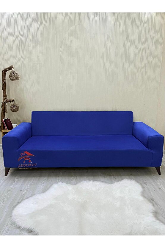 3+3+3 İtalyan Süet Koltuk Örtüsü(SAKS MAVİ RENK)