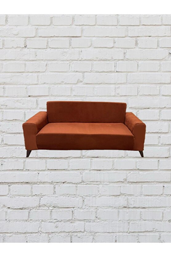 2Li Koltuk İtalyan Süet Koltuk Örtüsü(KİREMİT)