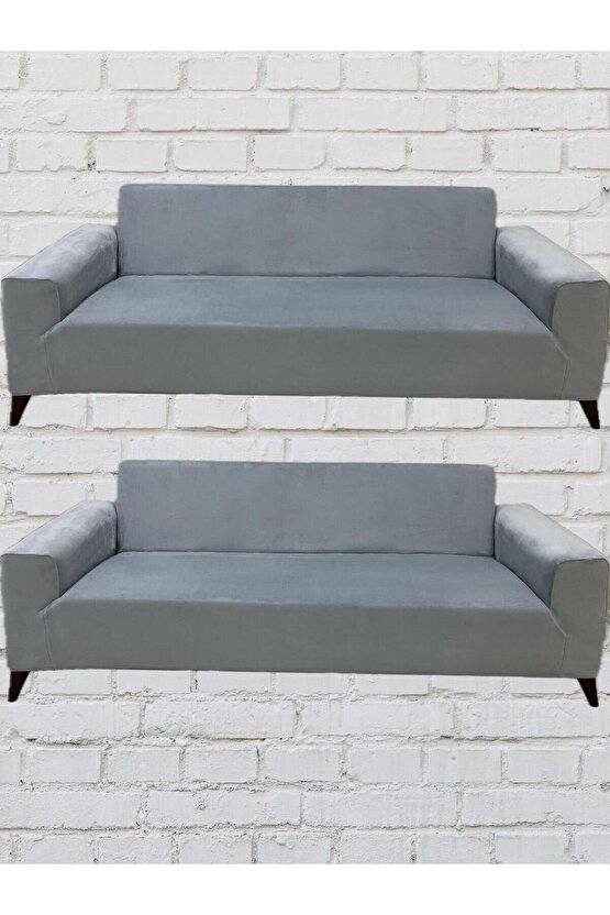 3+3 İtalyan Süet Koltuk Örtüsü(AÇIKGRİ)