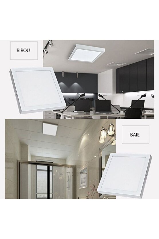 24 Watt Çok Kaliteli Sıva Üstü 6500 Kelvin Beyaz Işık Led Tavan Armatürü, Metal Kasa 28 X 28 Cm