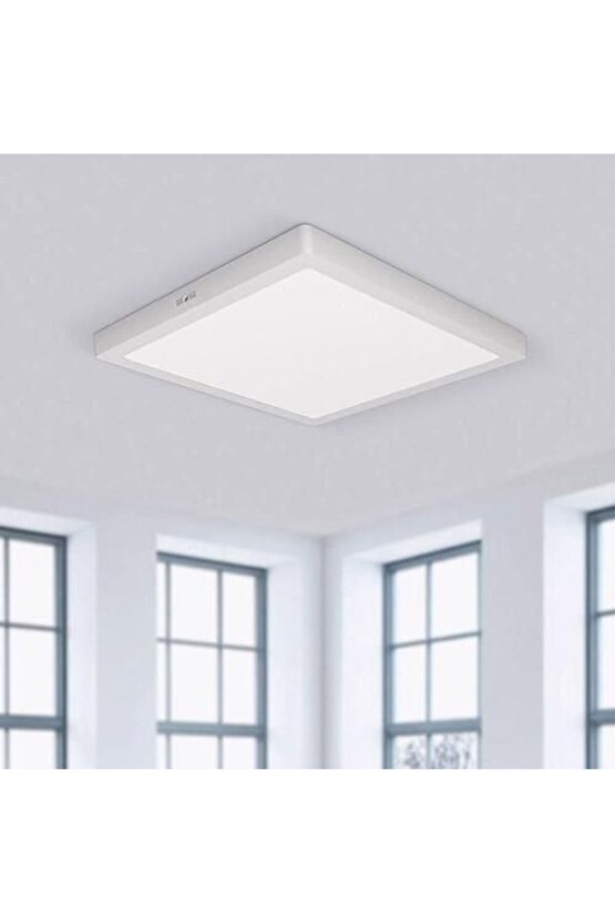 24 Watt Çok Kaliteli Sıva Üstü 6500 Kelvin Beyaz Işık Led Tavan Armatürü, Metal Kasa 28 X 28 Cm