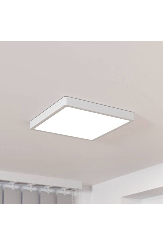 24 Watt Çok Kaliteli Sıva Üstü 6500 Kelvin Beyaz Işık Led Tavan Armatürü, Metal Kasa 28 X 28 Cm