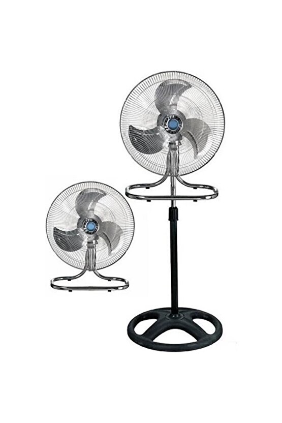 18 İnç 3 Kademeli, 3 Farklı Kullanıma Uygun (Ayaklı, Duvara Monte ve Yerde) Sanayi Tipi Vantilatör