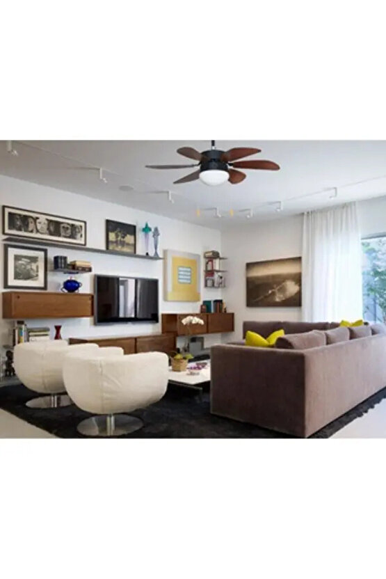 60 Watt, 6 Kanatlı, 30 İnç, Kumandasız Tavan Vantilatörü, E27 Duylu Avize Tipi Tavan Vantilatörü