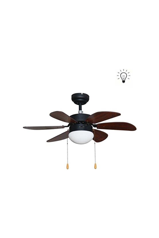 60 Watt, 6 Kanatlı, 30 İnç, Kumandasız Tavan Vantilatörü, E27 Duylu Avize Tipi Tavan Vantilatörü
