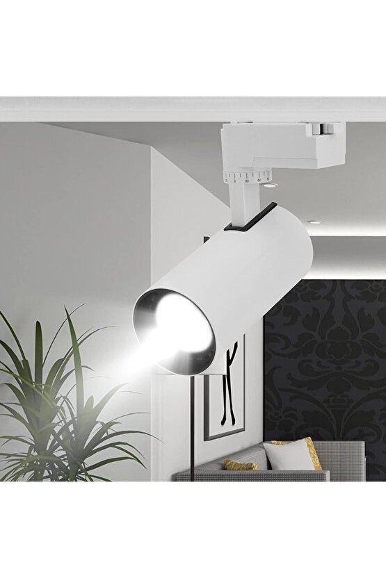 Alüminyum Gövde 30 Watt 4000 Kelvin Gün Işığı Ledli Çok Kaliteli Ray Spot , Led Armatür (Ray Hariç)