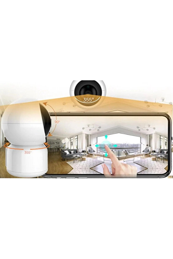 360 Derece Dönebilen Full HD - 1080P Wi - Fi Akıllı IP Kamera Bebek Odası, Salon, Güvenlik Kamerası