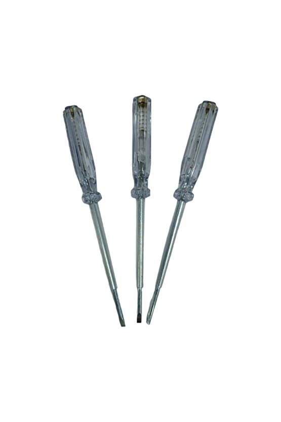 3 Adet Kaliteli, Profesyonel Kontrol Kalemi, Düz Uçlu Elektrik Kontrol Kalemi 18,5 Cm Kontrol Kalemi