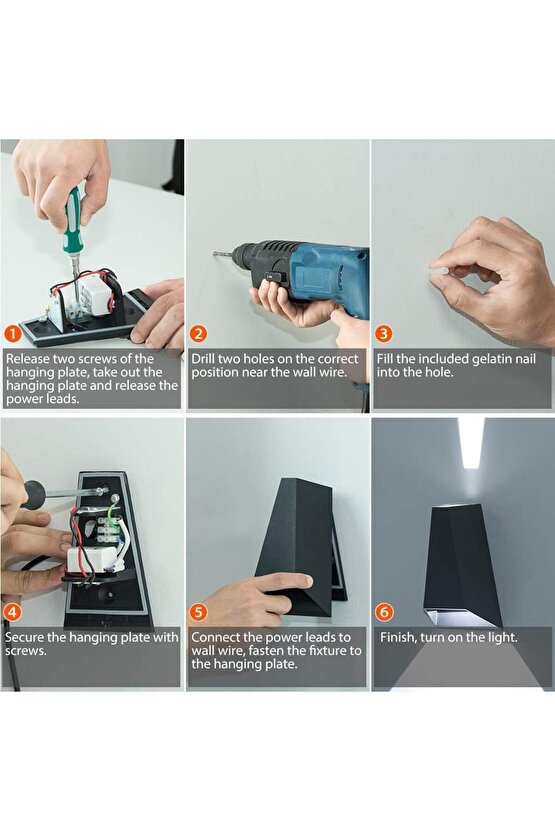 Elektrikle Çalışır, 6 Watt, 3200 Kelvin Sarı Işık Ledli İç Ve Dış Mekan Led Aplik, Çift Yönlü Aplik