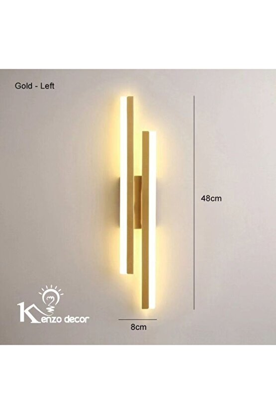 2 ADET Elektrikle Çalışır, 12 Watt , 3000 Kelvin Gün Işığı Led Aplik, İç Merkan Led Duvar Armatürü