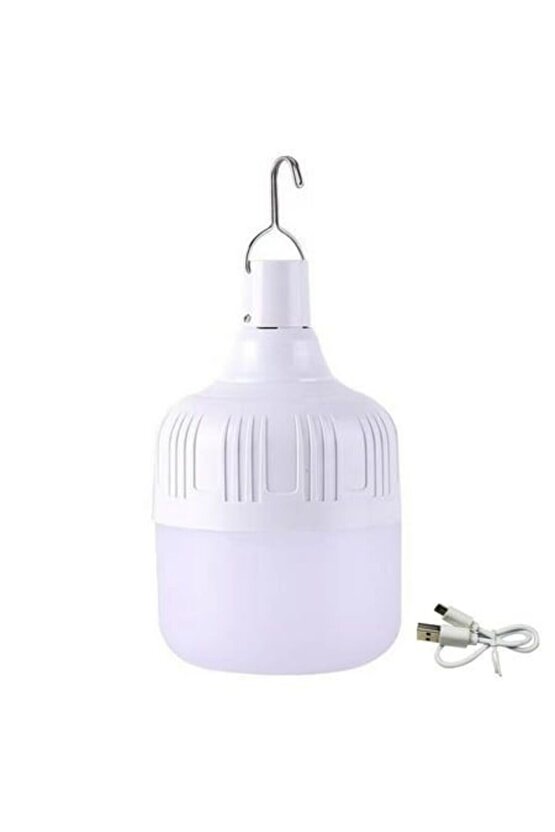 3 Adet Adet USB Şarjlı, 30 Watt, 3 Işık Modlu Beyaz Işık, Kamp, Piknik, Bekçi, Balıkçı, Çadır Ampulü