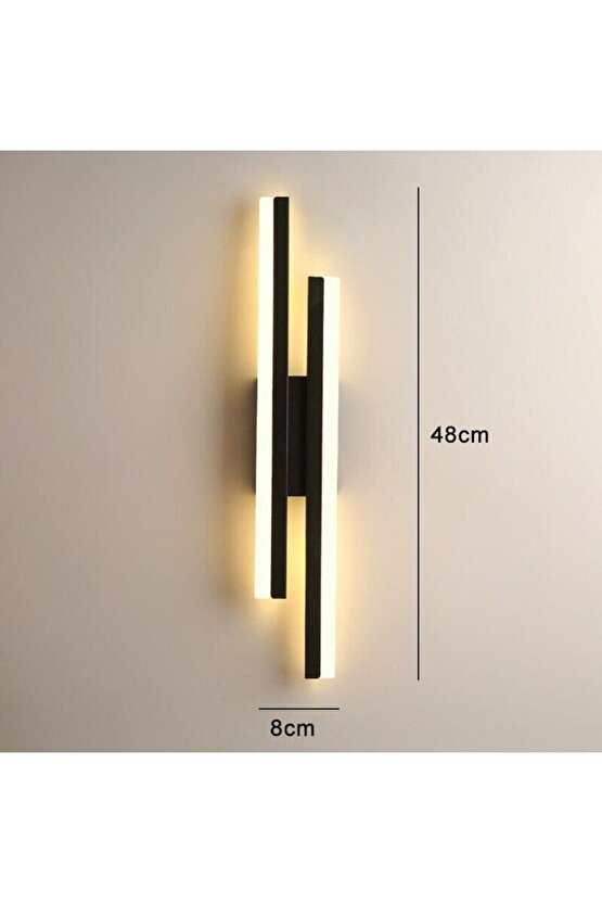 2 Adet Elektrikle Çalışır, 12 Watt , 3000 Kelvin Gün Işığı Led Aplik, İç Merkan Led Duvar Armatürü