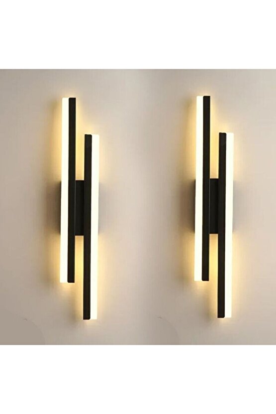 2 Adet Elektrikle Çalışır, 12 Watt , 3000 Kelvin Gün Işığı Led Aplik, İç Merkan Led Duvar Armatürü