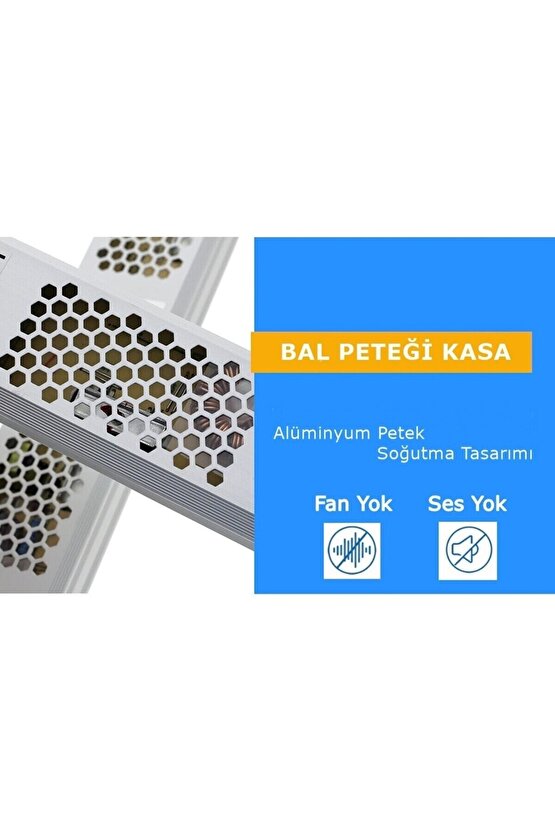 Çok Kaliteli 5 Amper (60W) Süper Slim 12V Trafo, Alüminyum Bal Peteği Gövde 12V, 60W Led Driver
