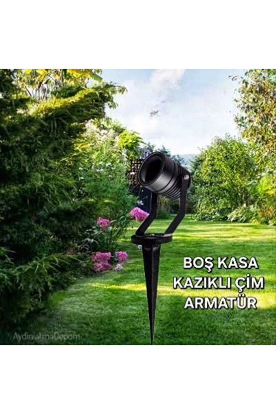 Alüminyum Gövde Gu10 Duy Kazıklı ve Duvar Konsollu Bahçe, Çiçek, Peyzaj, Ağaç Armatürü (Ampul Hariç)