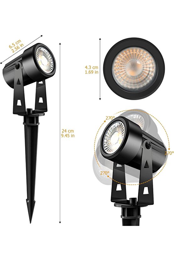 Alüminyum Gövde Gu10 Duy Kazıklı ve Duvar Konsollu Bahçe, Çiçek, Peyzaj, Ağaç Armatürü (Ampul Hariç)