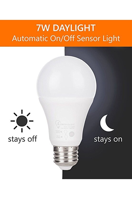 4 Adet 18 Watt Hareket Sensörlü E27 Duy Led Ampul Gece Sensörlü Beyaz IŞIK 18 Watt 1620Lm Led Ampul